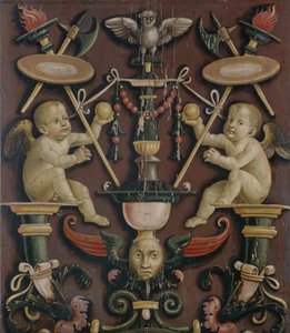 Motiv med Putti (tempera på nåletræ)